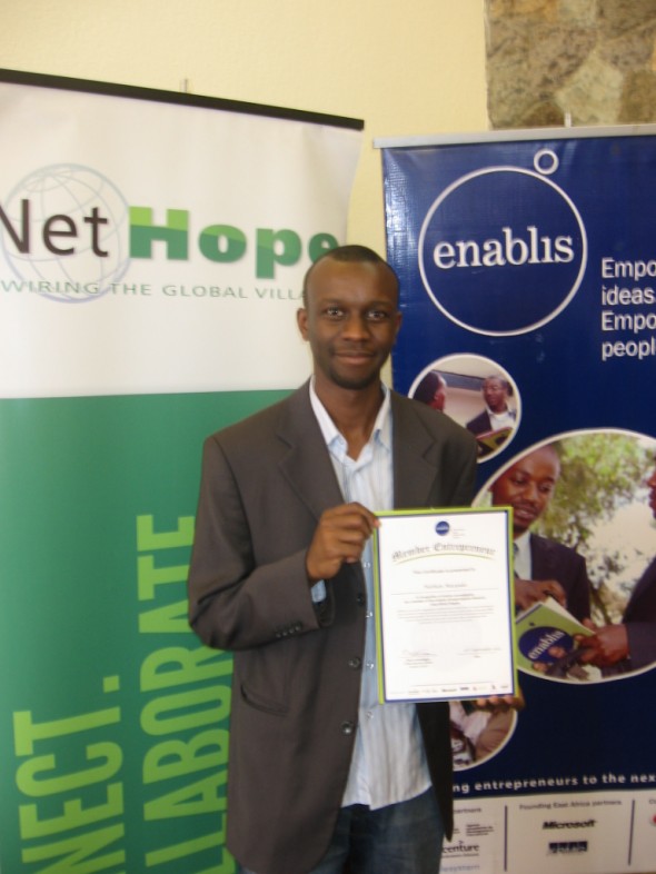 Nathan Masyuko with the Enablis Membership Certificate